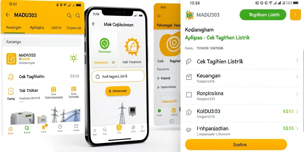Antarmuka MADU303 yang menampilkan detail tagihan listrik.
