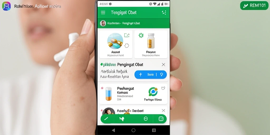 Tampilan antarmuka pengguna aplikasi Pengingat Obat REMI101.