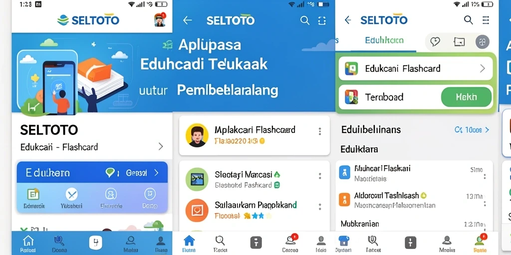 Antarmuka aplikasi Flashcard SELTOTO yang interaktif dan user-friendly.